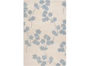 2 x 3 Falling Flower Papyrus and Cloud Blue Wool Area Throw Rug