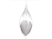 11 Simply Elegant Glass Finial Ornament with Glitter and Faux White Feathers