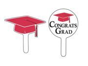 Club Pack of 288 Classic Red Mortar Board Cap Hat Congrats Grad Graduation Party Cupcake Dessert Topper Picks