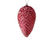 Glitter Frosted Red Shatterproof Pine Cone Christmas Ornament 7