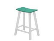 24.75 Recycled Earth Friendly Curved Outdoor Bar Stool Aruba With White Frame