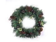 24 Pre Decorated Red Berry Pine Cone Apple Artificial Christmas Wreath Unlit