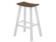 30 Recycled Earth Friendly Curved Outdoor Bar Stool Teak with White Frame