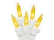 Set of 50 Transparent Gold Mini Christmas Lights White Wire