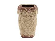 Pack of 4 Beige and Solid Pink Rustic Style Decoractive Owl Flower Vase 6 x 10