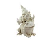 9.75 Distressed Ivory Frog and Gnome Spring Outdoor Patio Garden Statue