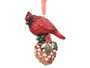 Pack of 6 Red Cardinal with Decorated Pinecone Ornaments 6