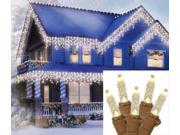 Set of 70 Warm Clear LED M5 Icicle Christmas Lights Brown Wire