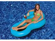 62.5 Blue COOL CHAIR Water Inflatable Lounge Chair with Head Rest and Cup Holder