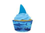 Club Pack of 144 Shark Splash Fin Toppers and Cupcake Wrapper Baking Cups
