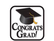 Club Pack of 12 Black and White with Gold Congrats Grad! Party Decoration Cutouts 16