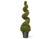 60 Tall Artificial Green Cedar Spiral and Ball Landscape Tree with Round Pot