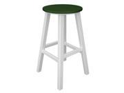 Pack of 2 Recycled Au Courant Outdoor Bar Height Stools White Forest Green
