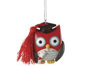 2.5 Red and Gray Wise Owl Graduation Christmas Ornament
