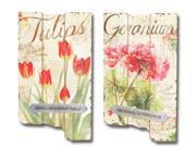 Set of 2 Tulip and Geranium Planted with Love Flower Wall Art Plaques 24