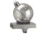 Silver Mercury Glass Finish Glittered Christmas Ornament Ball Stocking Holder 7
