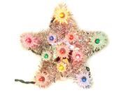 6 Lighted Silver Tinsel Star Christmas Tree Topper Multi Lights