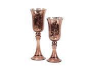 Set of 6 Bronze Crackle Finish Glass Mini Pillar Candle Holders 12 14