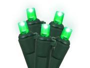 Set of 60 Green LED Wide Angle Christmas Lights Green Wire