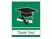 Club Pack of 75 Emerald Green Graduation Fest Thank You Paper Cards