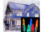 Set of 70 Multi Color LED M5 Twinkle Icicle Christmas Lights White Wire