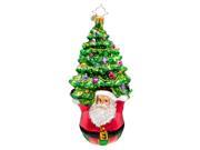 Christopher Radko Glass Joyful Lift Santa and Tree Christmas Ornament 1017104