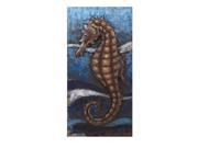 47.25 Colors of the Ocean Blue and Brown Seahorse Painted Dimensional Metal Wall Art Decor