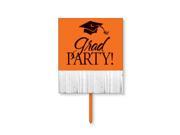 Pack of 6 Sunkissed Orange and Black Grad Party Outdoor Garden Yard Sign Decorations with Fringe 26.75