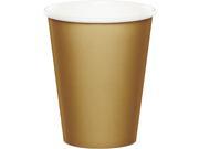 Club Pack of 240 Glittering Gold Disposable Paper Hot and Cold Drinking Party Cups 9 oz.