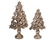 UPC 093422121668 product image for Set of 2 Antique Brass and Champagne Gold Snowflake Christmas Tree Table Top Dec | upcitemdb.com
