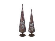 UPC 257554308193 product image for Set of 2 Luxury Lodge Bronze Tone Weathered Bird and Pine Cone Glass Finial Chri | upcitemdb.com