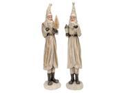 Set of 2 Beige Old World Shimmering Santa Claus Decorative Christmas Table Top Figurines Set of 2 Beige Old World Shimmering Santa Claus Decorative Christmas Table Top Figurines