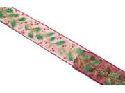 UPC 257554142315 product image for Burgundy Holly and Berries Print Wired Christmas Wedding Ribbon 2.5