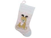 16� Pink and White “Baby’s First Christmas� with Reindeer Applique Fleece Christmas Stocking 16� Pink and White “Baby’s First Christmas� with Reindeer Applique Fleece Christmas Stocking
