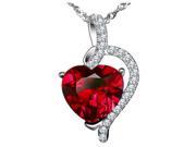 Mabella PWS004CR 4.10 cttw Heart Shaped 10mm x 10mm Created Ruby Pendant in Sterling Silver w 18 Chain