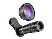 TECHO Universal 12X Zoom Telephoto Lens, Professional HD Super Wide Angle Lens, Macro Lens for iPhone 7 6s Plus SE, Samsung Galaxy S8 S7 Edge Google & Most Smar