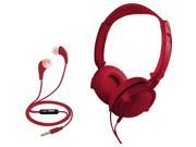 Coby CVH 807 RED 2 in 1 Headphones Earbuds with Built In Mic Red