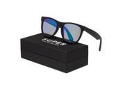 RETROSUPERFUTURE Super Classic 166 Sunglasses Matte Black Frame Blue Flash Lens