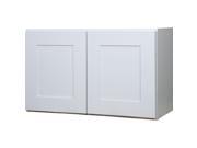 36 Inch Double Door Refrigerator Wall Cabinet in Shaker White with 2 Soft Close Doors 36 x 24 x 24