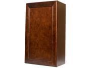 18 Inch Single Door Wall Cabinet in Leo Saddle Dark Cherry Wood with Soft Close Door 2 Adjustable Shelves 18 x 36 x 12