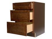 30 Inch Three Drawer Base Cabinet in Leo Saddle with 3 Soft Close Drawers 30