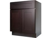 30 Inch Base Cabinet in Shaker Espresso with 1 Soft Close Drawer 2 Soft Close Doors 1 Shelf 30