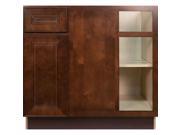 42 Inch Blind Corner Base Cabinet Right in Leo Saddle with 1 Soft Close Drawer 1 Soft Close Door 42