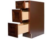 12 Inch Three Drawer Base Cabinet in Leo Saddle with 3 Soft Close Drawers 12