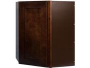 27 Inch Diagonal Corner Wall Cabinet in Leo Saddle with 1 Soft Close Door 27