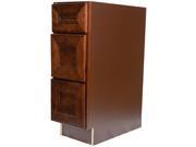 15 Inch Bathroom Vanity Base Cabinet in Leo Saddle Dark Cherry Wood with Soft Close Drawers 15