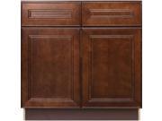 36 Inch Soft Close Base Cabinet in Leo Saddle with 2 Soft Close Drawers 2 Soft Close Doors 1 Shelf 36