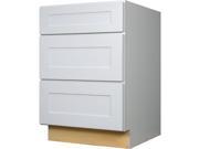 36 Inch Three Drawer Base Cabinet in Shaker White with 3 Soft Close Drawers 36