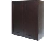 30 Inch Double Door Wall Cabinet in Shaker Espresso with 2 Soft Close Doors 2 Adjustable Shelves 30 x 30 x 12