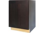 24 Inch Full Height Door Base Cabinet in Shaker Espresso with 2 Soft Close Doors 1 Shelf 24
